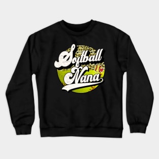 Softball Nana Vintage Leopard Softball Family Matching Crewneck Sweatshirt